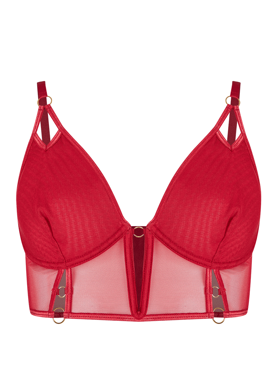 Sutiã Mini Corselet Em Tule Vermelho Zaire — foto 1
