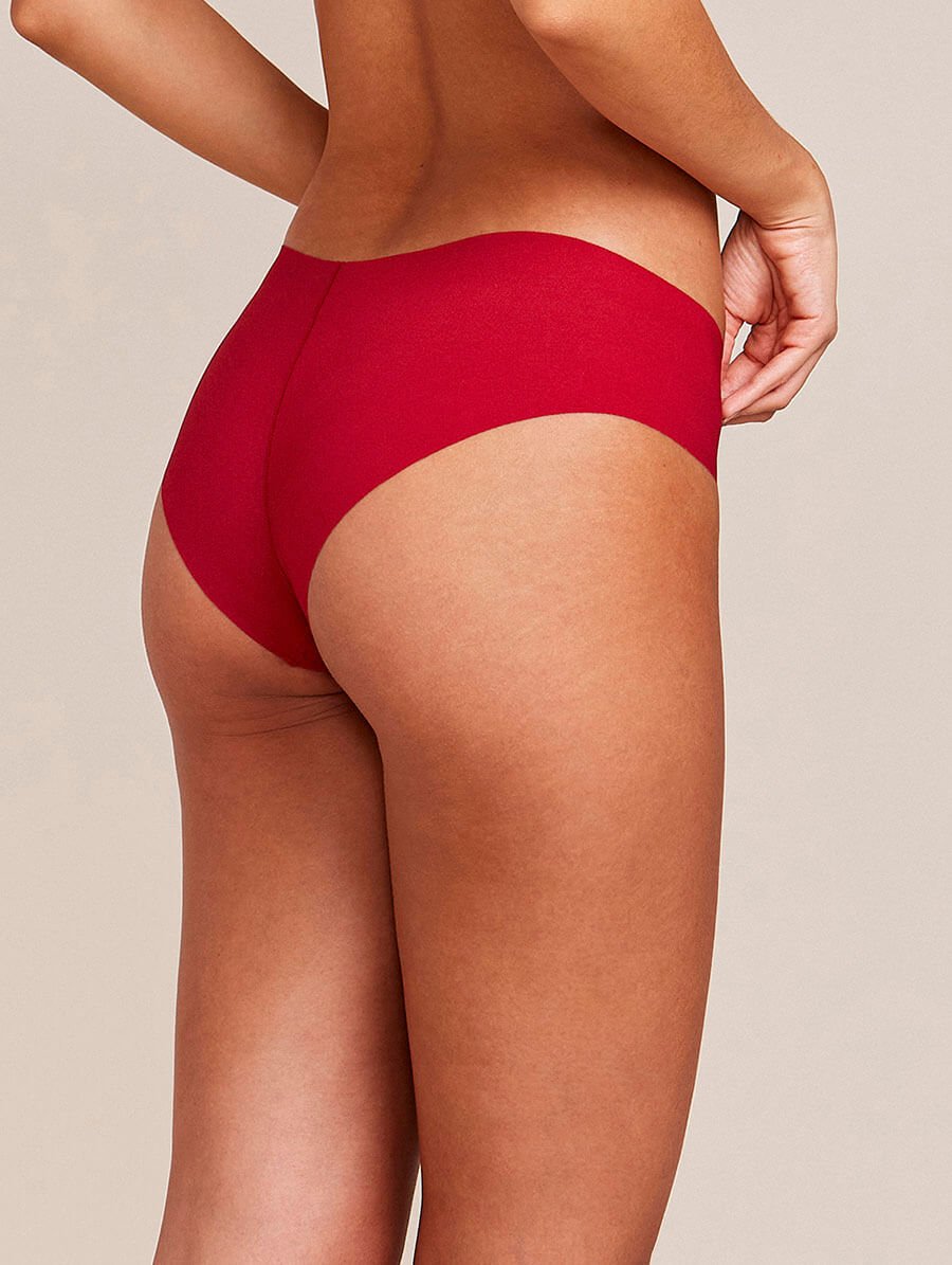 Calcinha Tanga Brasileira Em Microfibra Nude Vermelho Zaire — foto 2