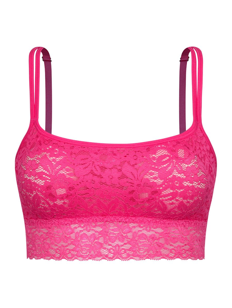 Sutiã Top Bandeau Com Bojo Removível Em Renda Rosa Can Can — foto 1