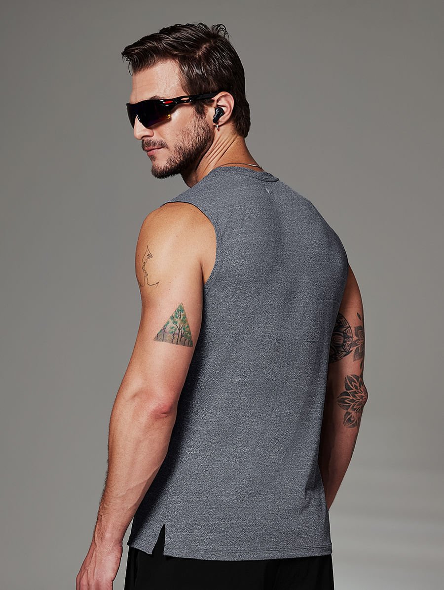 Regata Fitness Masculina Cinza Mescla — foto 2