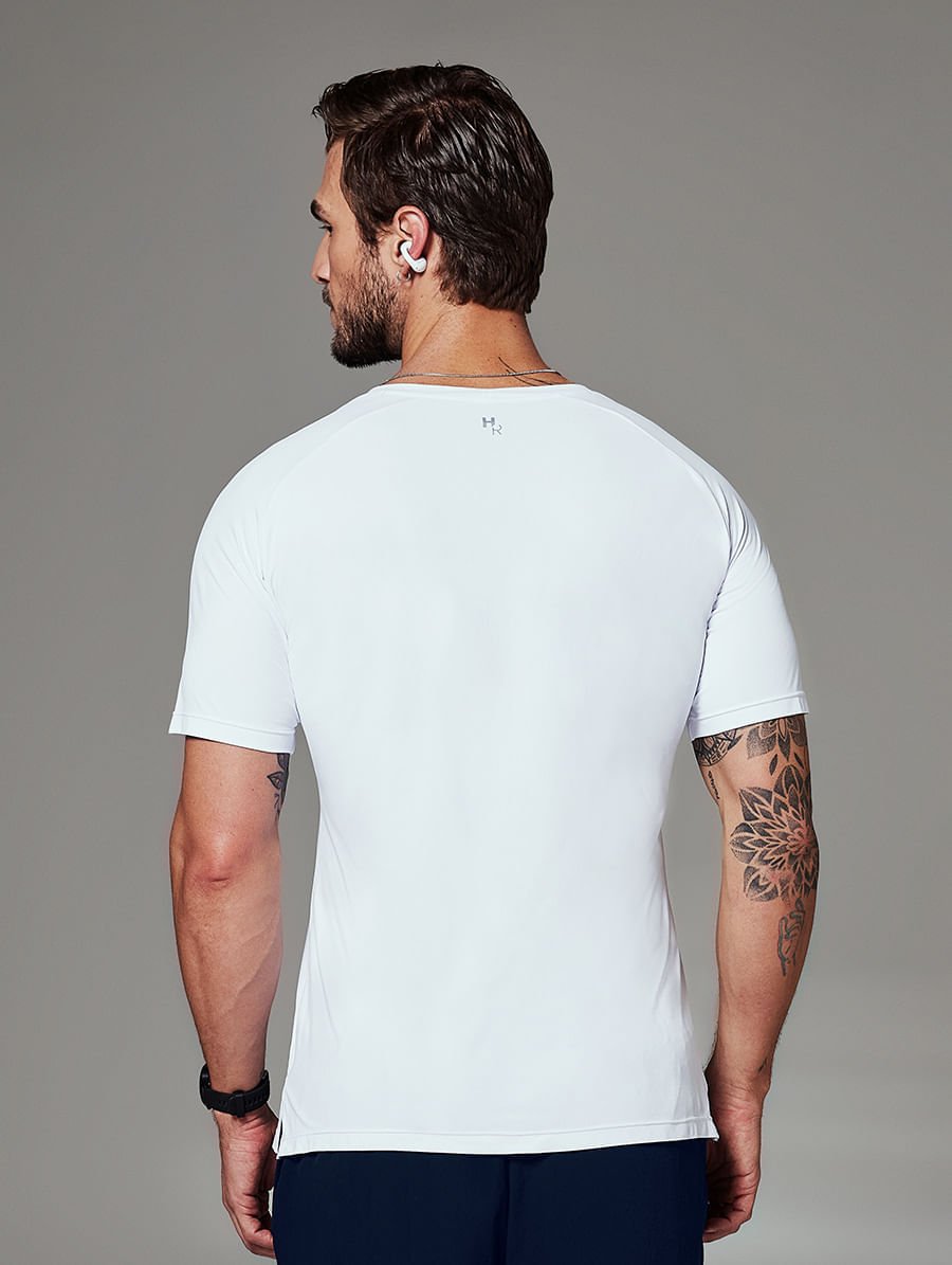 Camiseta Fitness Masculina Raglan Manga Curta Training Branco — foto 2