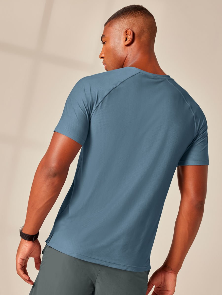 Camiseta Fitness Masculina Raglan Manga Curta Training Azul Noite — foto 2