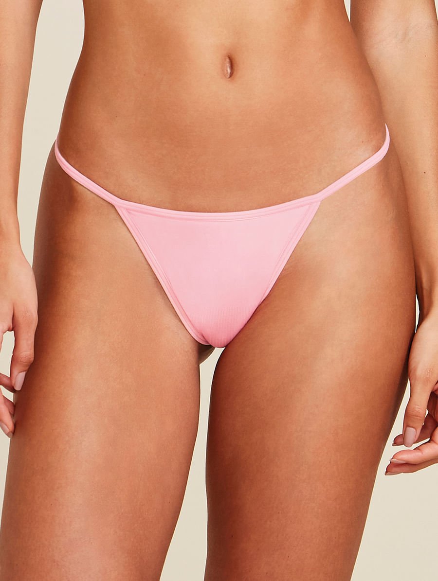 Calcinha String Fio Dental Em Microfibra Light Rosa Algodao — foto 1