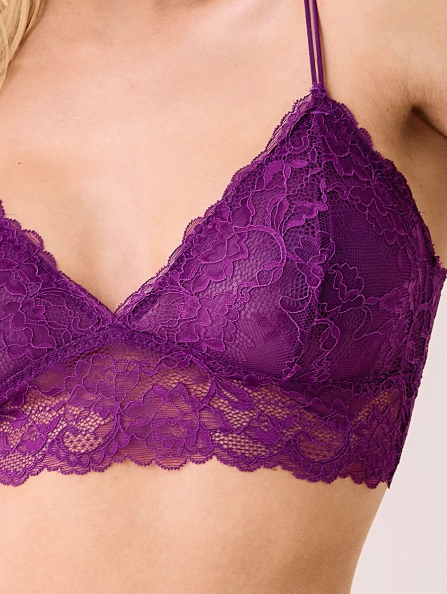 Sutiã Top Em Renda Com Bojo Removível Roxo Ipe — foto 3