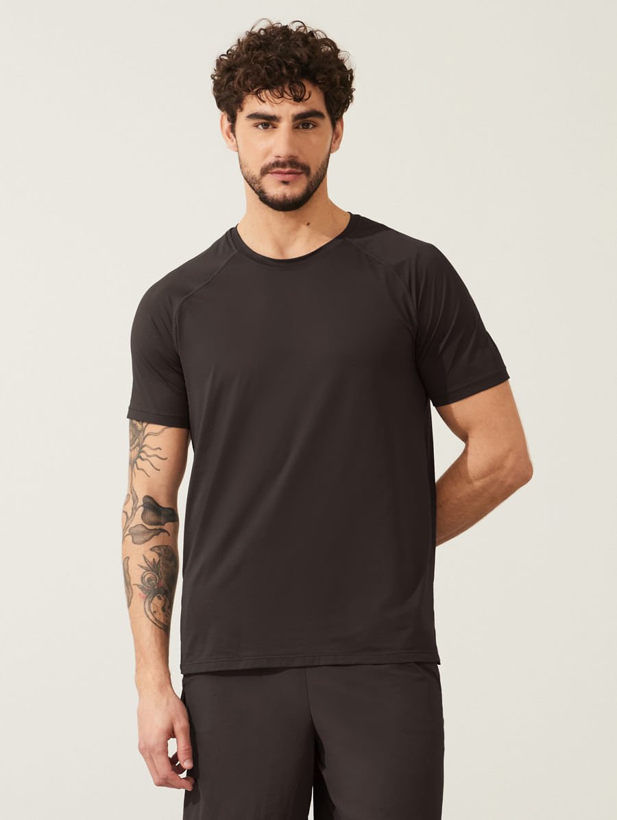 Camiseta Fitness Masculina Raglan Manga Curta Training Cinza Hematita — foto 1