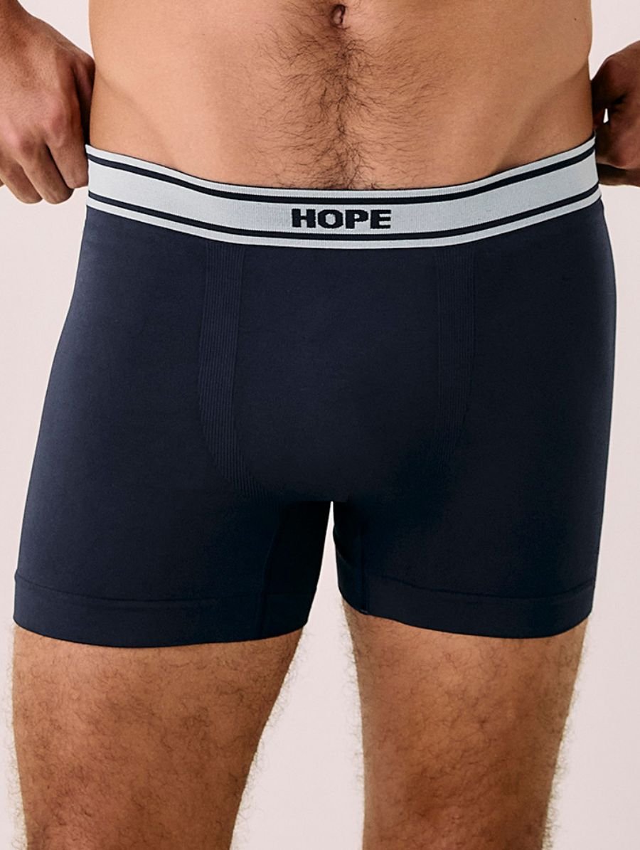 Cueca Boxer Sem Costura Em Microfibra Light Azul Diamond E Branco — foto 1