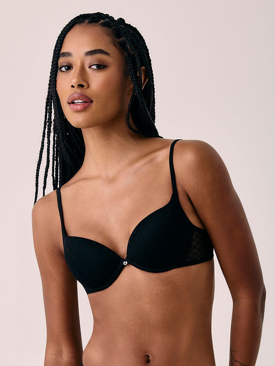 Sutiã Push Up Com Aro Em Tule Personalizado Preto — foto 1