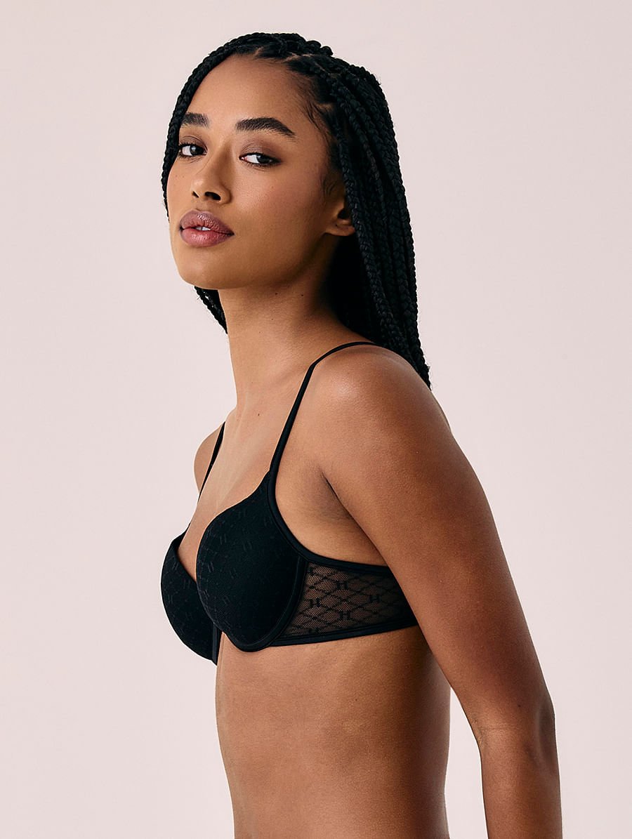 Sutiã Push Up Com Aro Em Tule Personalizado Preto — foto 3