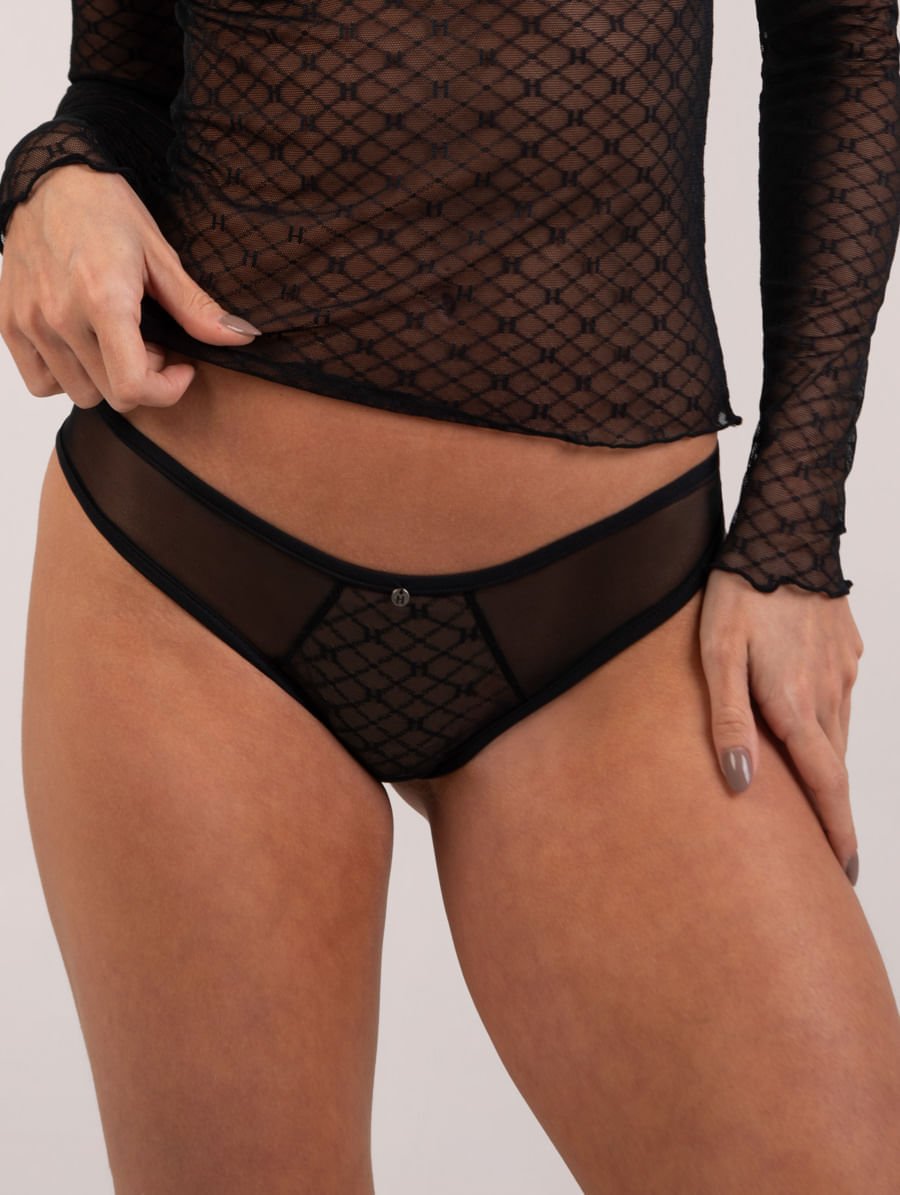 Calcinha Biquíni Em Tule Personalizado Preto — foto 4