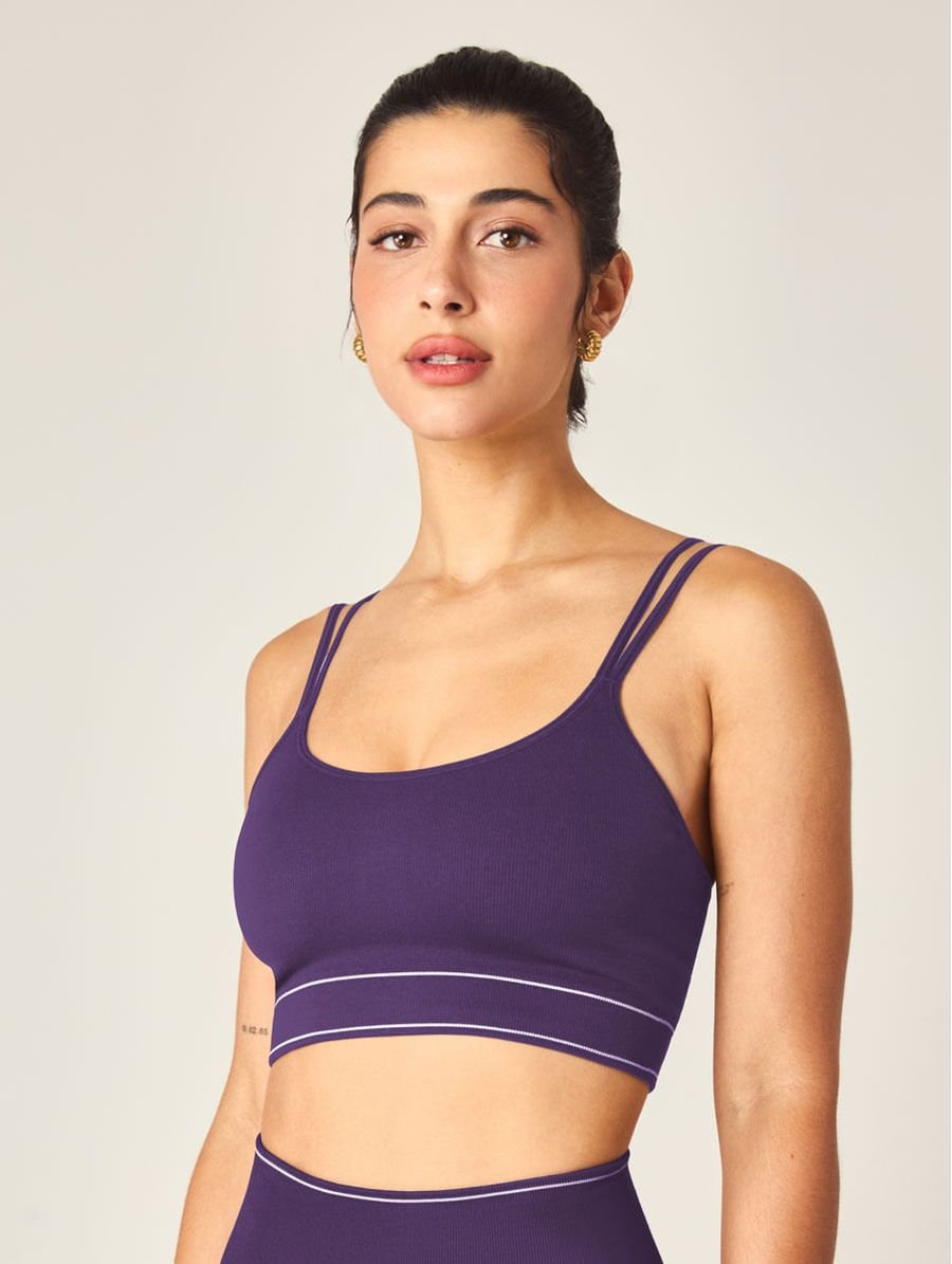 Top Alças Finas E Duplas Sem Costura Roxo Safira — foto 1