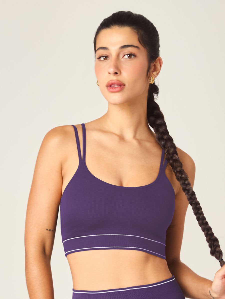 Top Alças Finas E Duplas Sem Costura Roxo Safira — foto 3