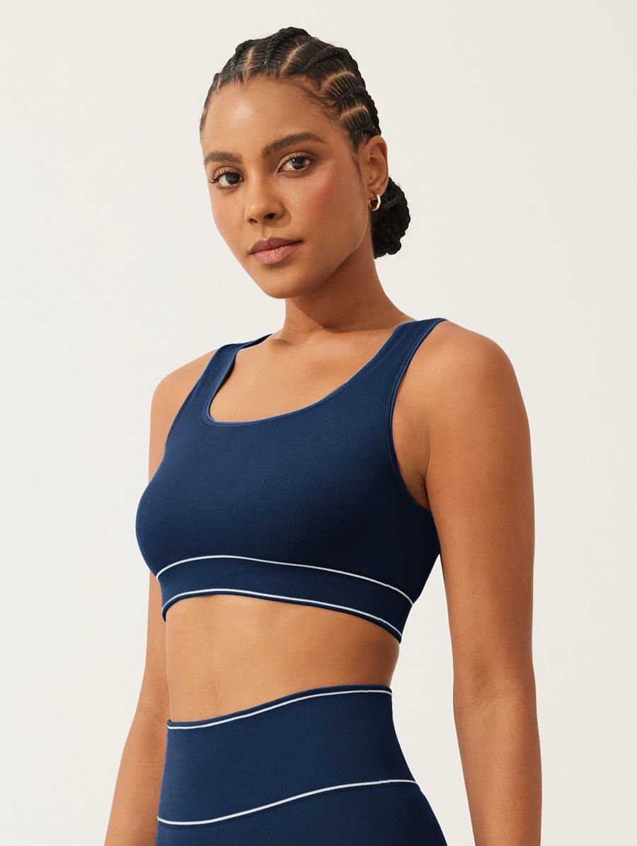Top Comfort Decote Reto Sem Costura Azul Marinho Navy — foto 3