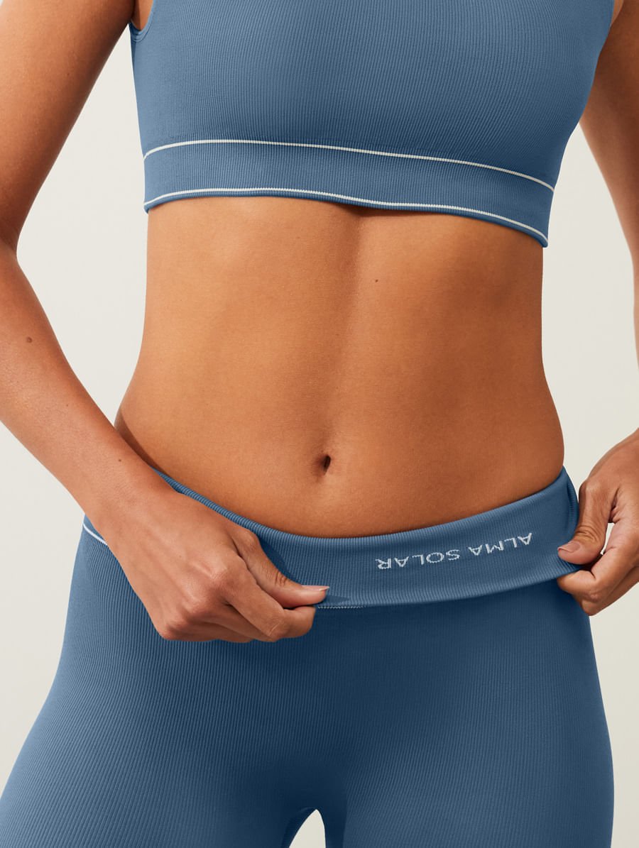Calça Legging Cós Alto Sem Costura Azul Nevoa — foto 4