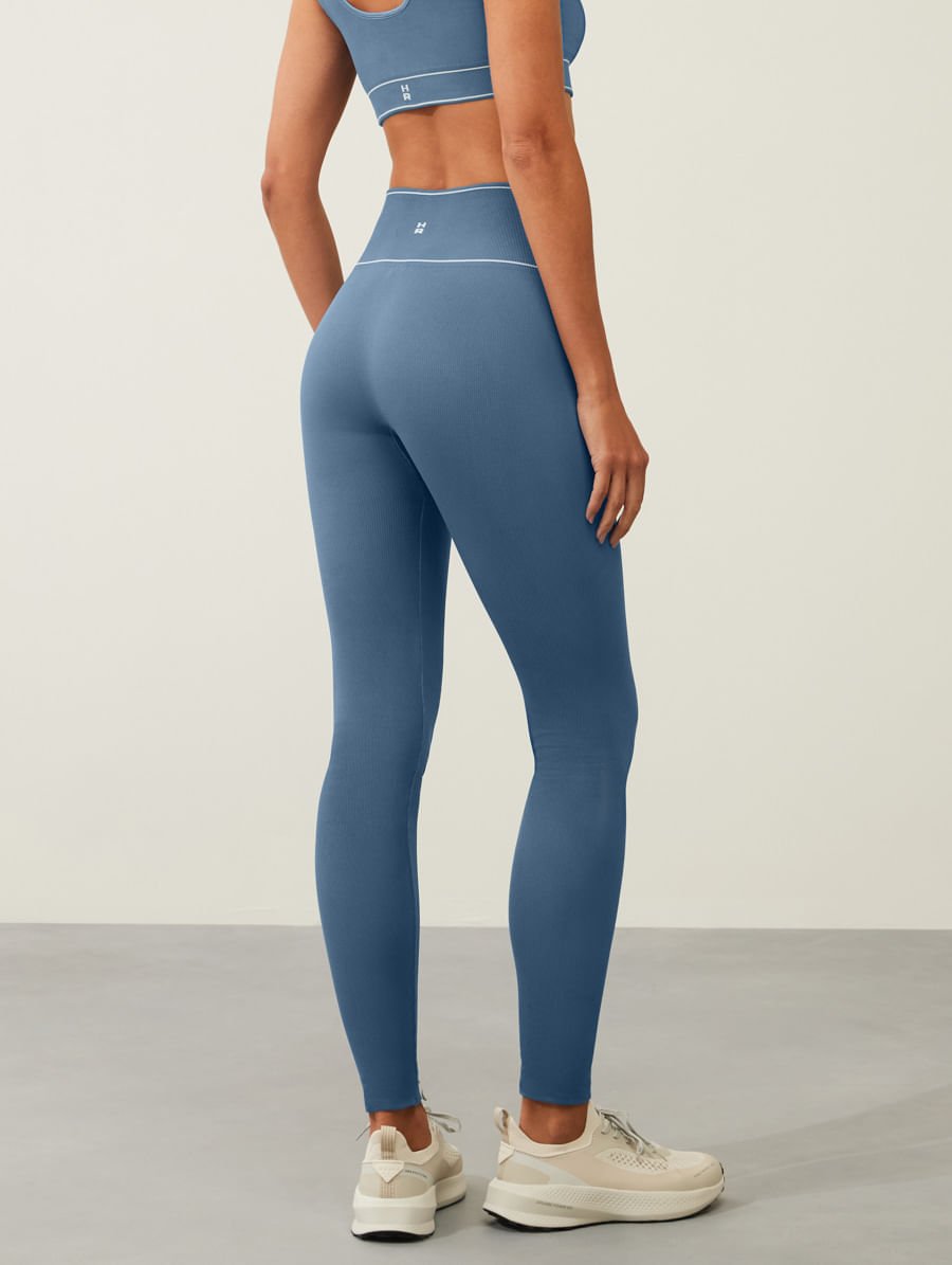 Calça Legging Cós Alto Sem Costura Azul Nevoa — foto 7