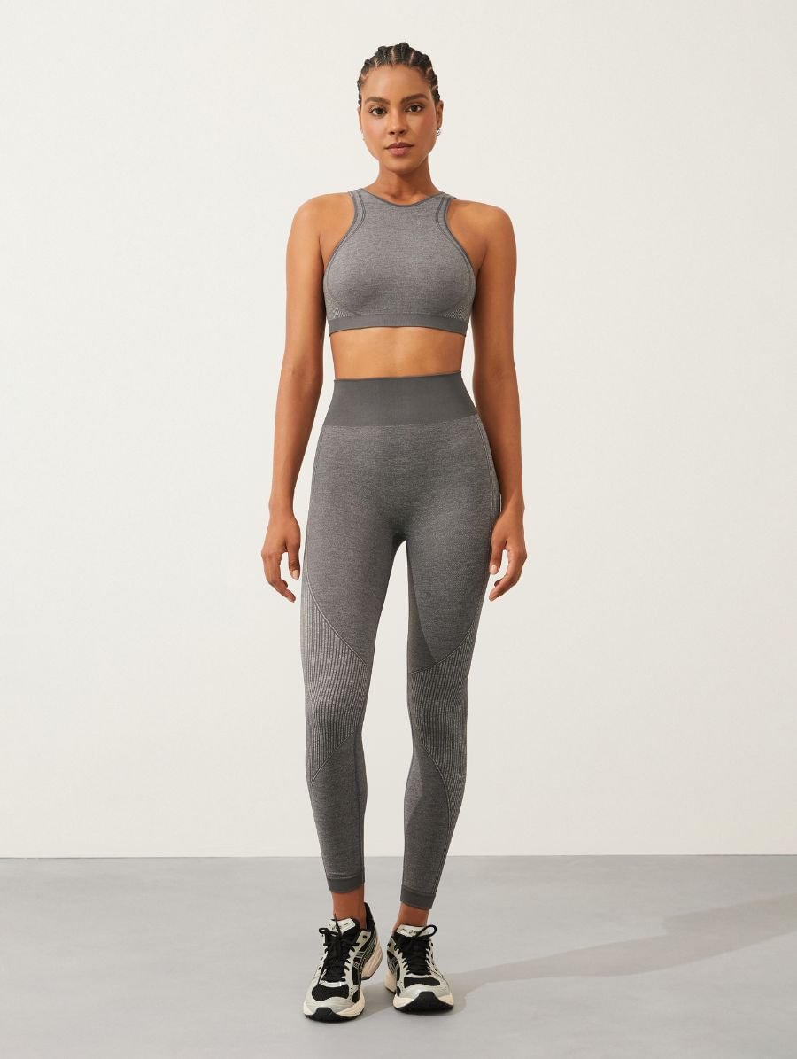 Calça Legging Texturizada Sem Costura Cinza Mescla Medio — foto 1