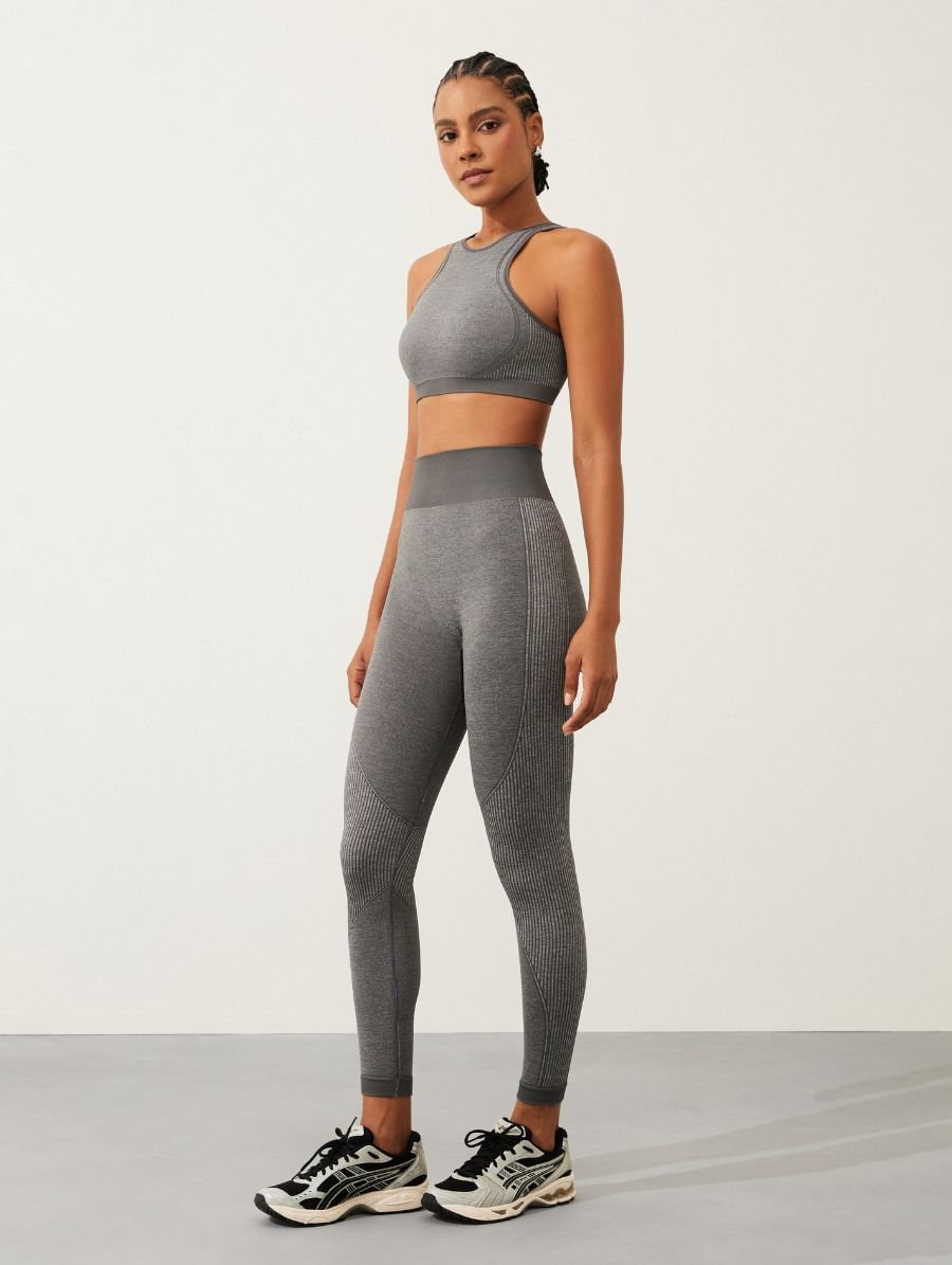 Calça Legging Texturizada Sem Costura Cinza Mescla Medio — foto 3