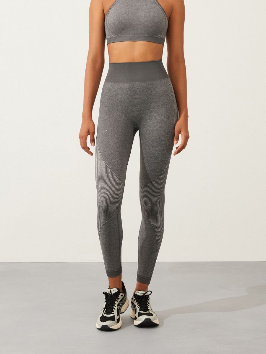 Calça Legging Texturizada Sem Costura Cinza Mescla Medio — foto 4