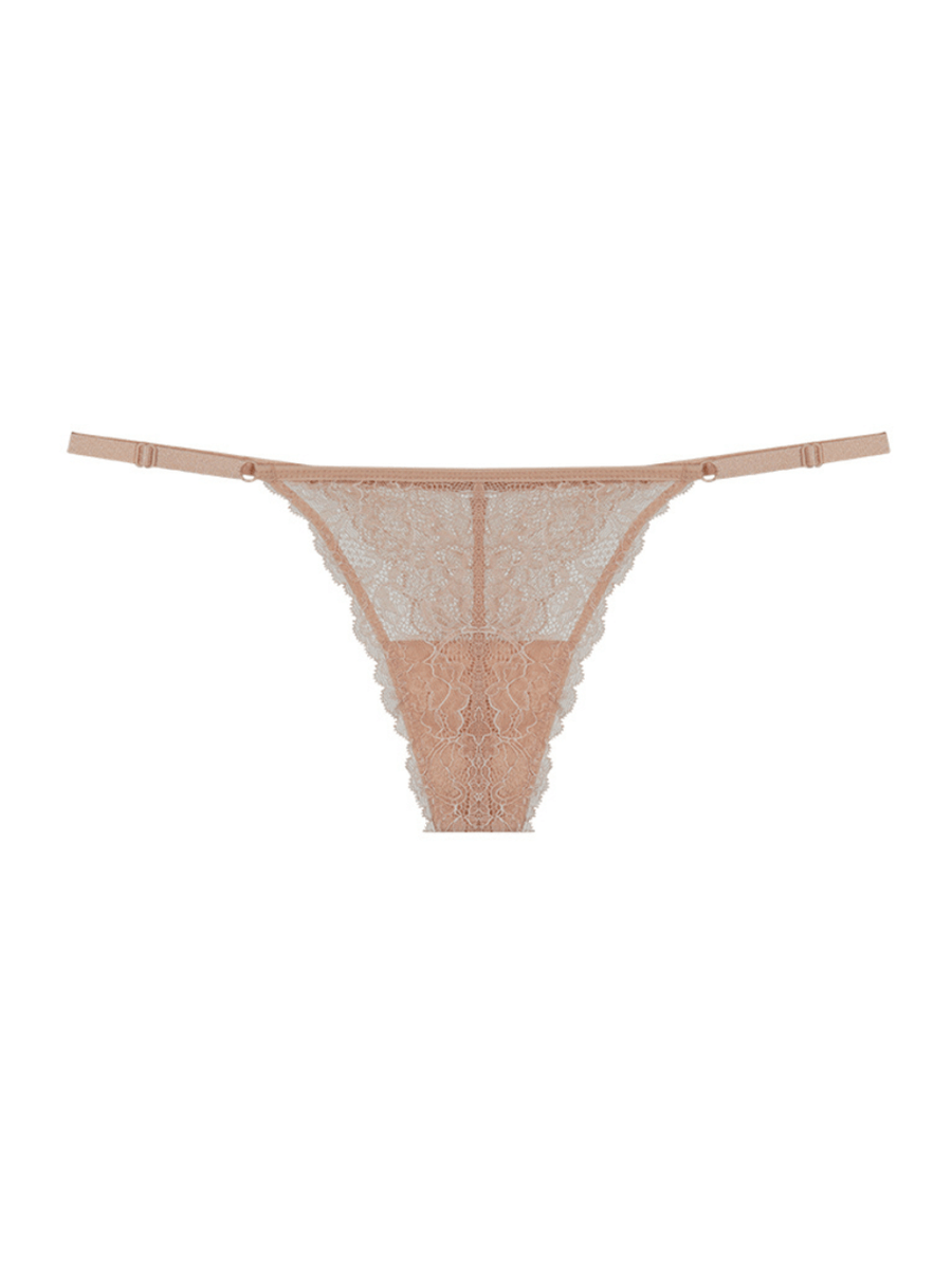 Calcinha String Fio Dental Em Renda Bege Ballet — foto 4
