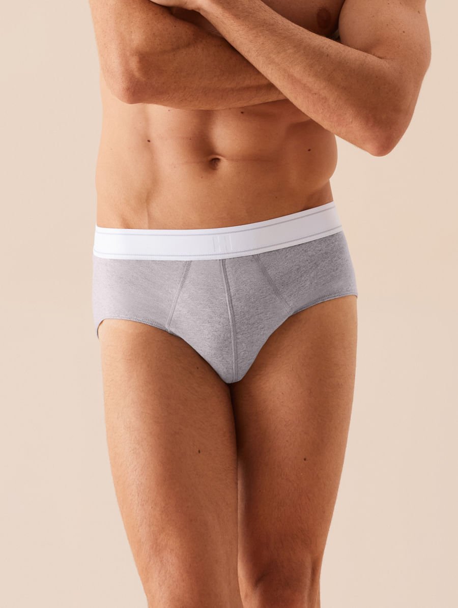 Cueca Slip Em Algodão Cinza Mescla — foto 1