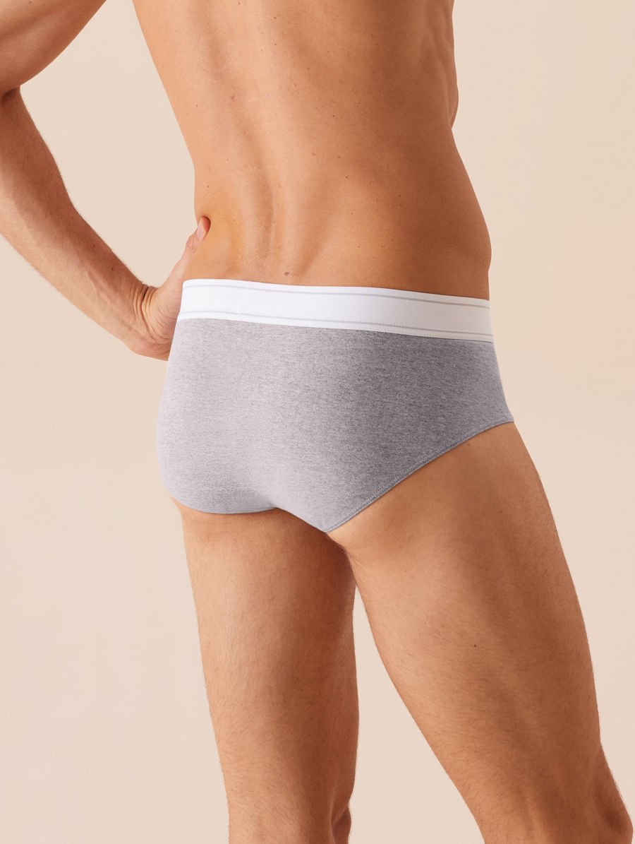 Cueca Slip Em Algodão Cinza Mescla — foto 2