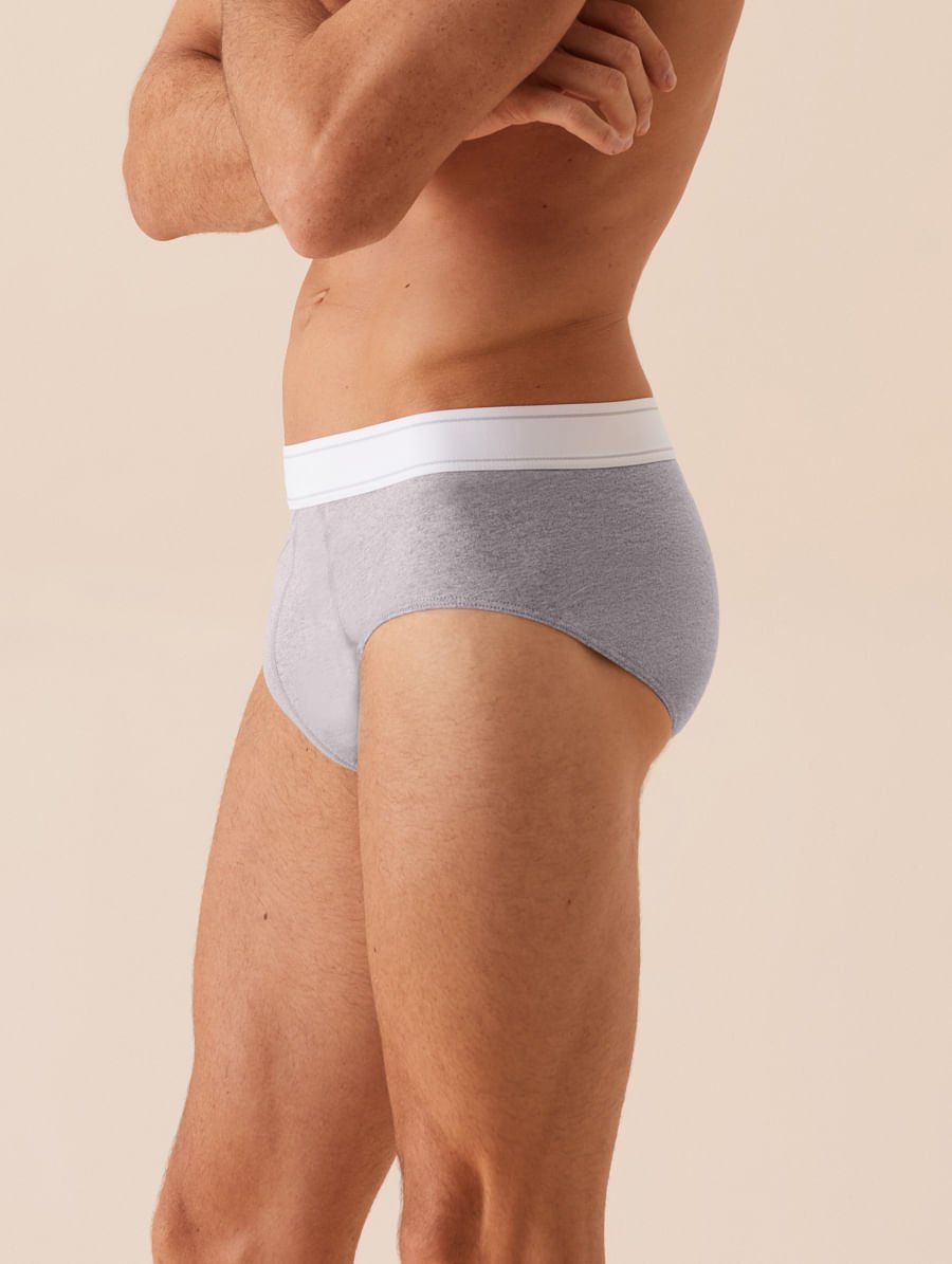 Cueca Slip Em Algodão Cinza Mescla — foto 3