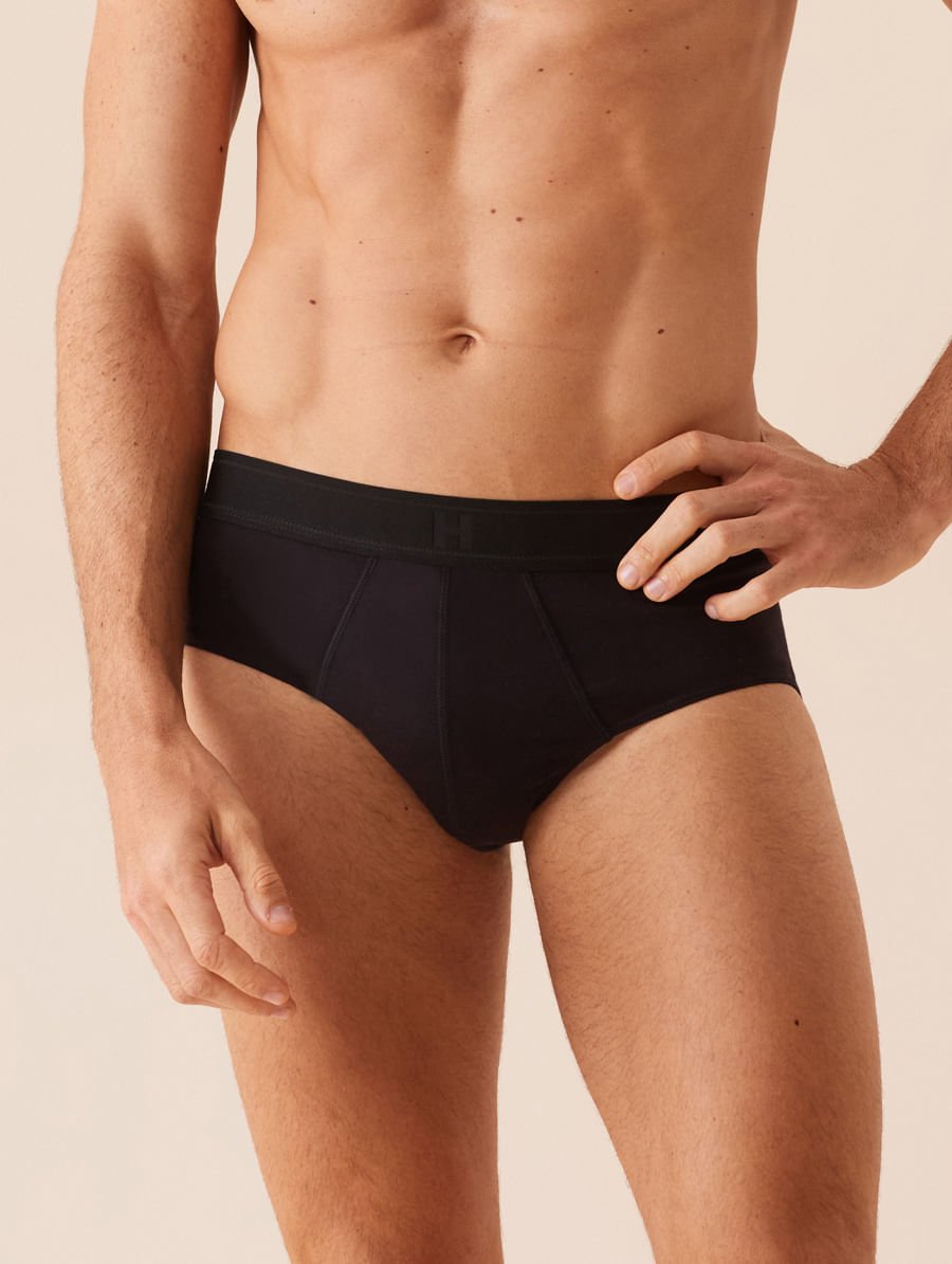 Cueca Slip Em Algodão Preto — foto 1