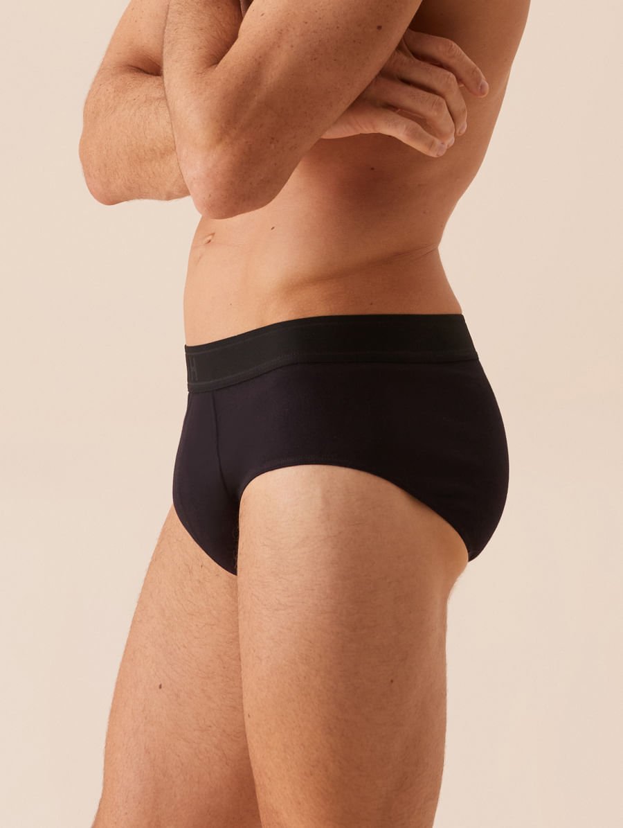 Cueca Slip Em Algodão Preto — foto 3