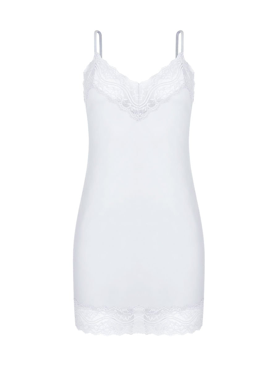Camisola Alças Finas Em Renda E Microfibra Love Stories Branco — foto 4