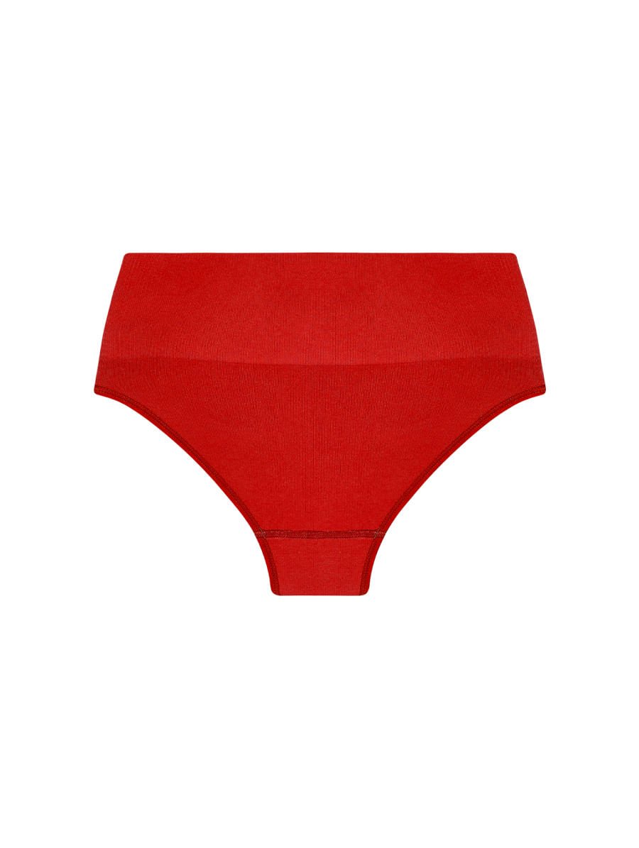 Calcinha Cintura Alta Em Microfibra Canelada Free Vermelho Jaspe — foto 2