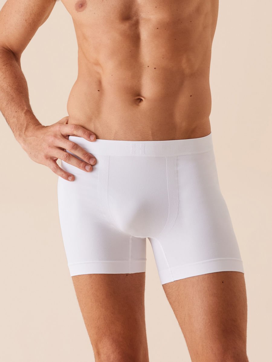 Cueca Boxer Sem Costura Em Microfibra Light Branco — foto 1