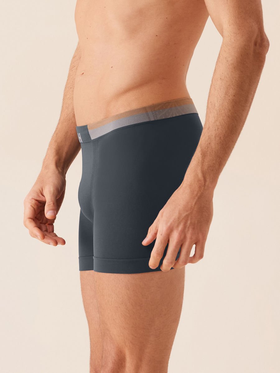 Cueca Boxer Block Em Microfibra Light Cinza Dark — foto 3