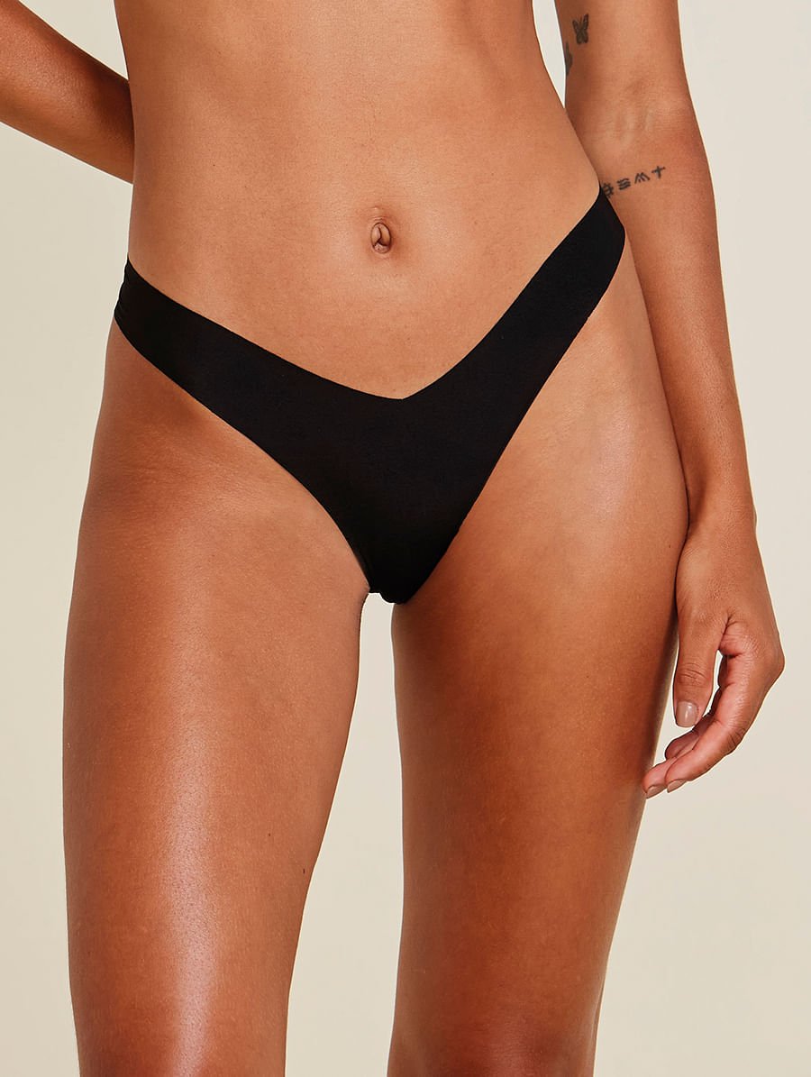 Calcinha Fio Dental Em Microfibra Nude Preto — foto 1