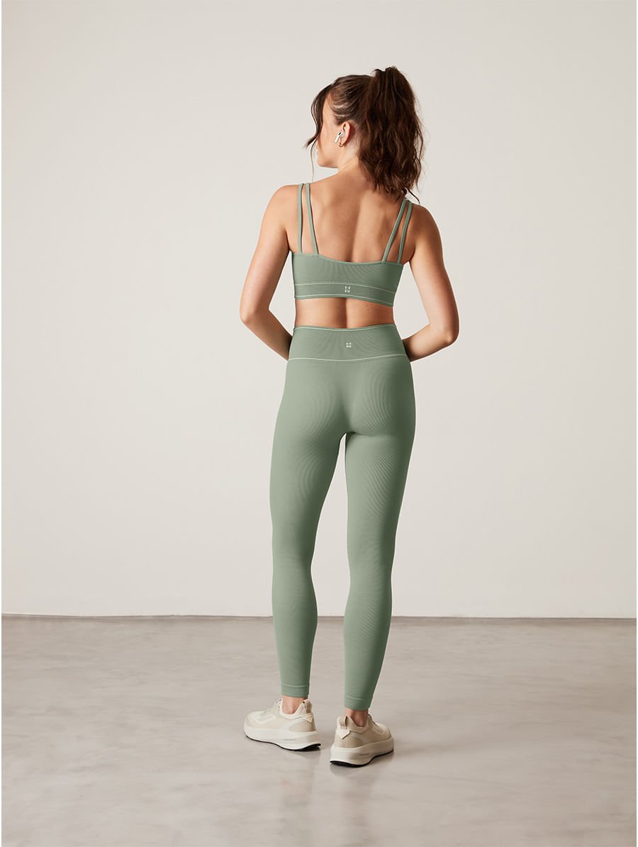 Calça Legging Cós Alto Sem Costura Verde Shark — foto 2