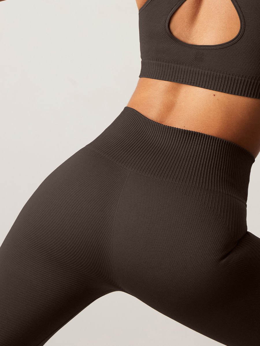 Calça Legging Sem Costura Texturizada Marrom Chilli — foto 3