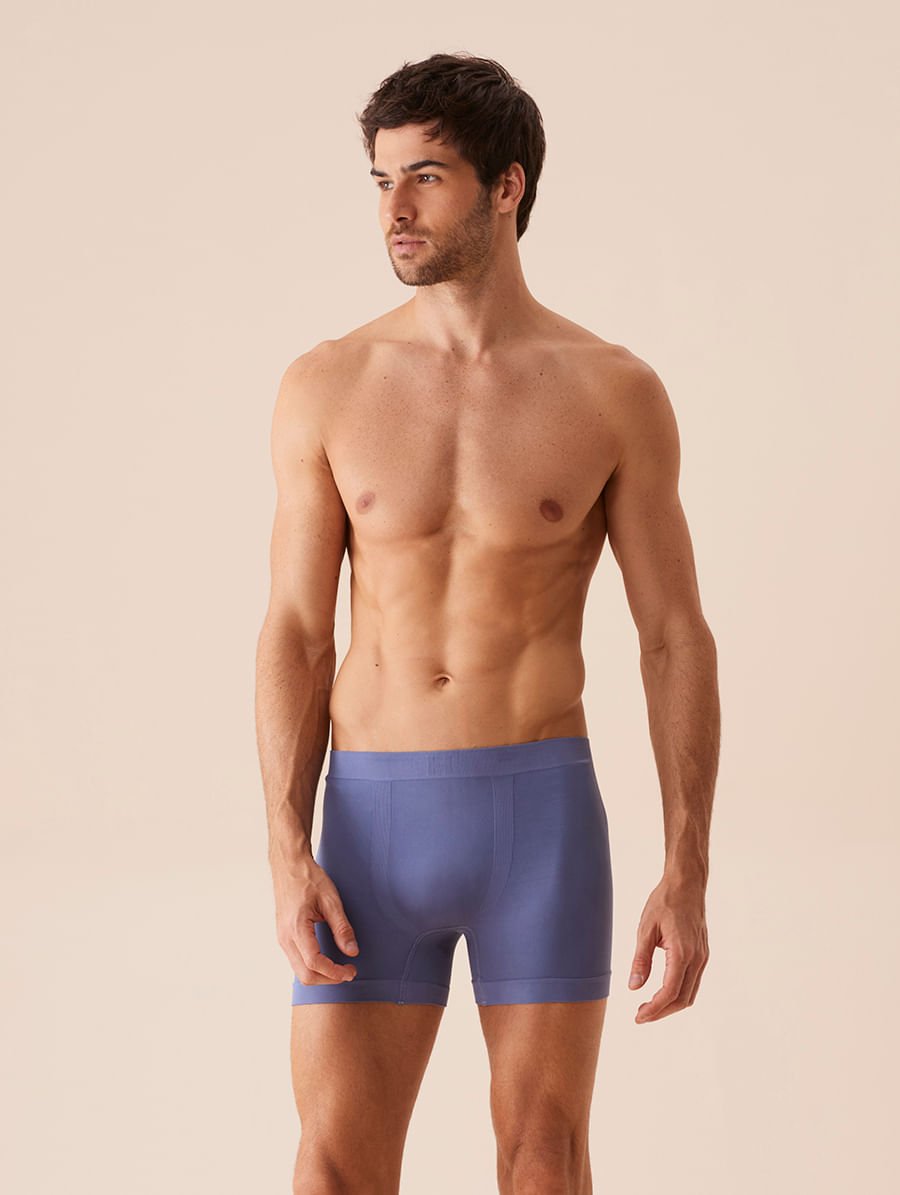 Cueca Boxer Em Microfibra Light Azul Jeans — foto 1