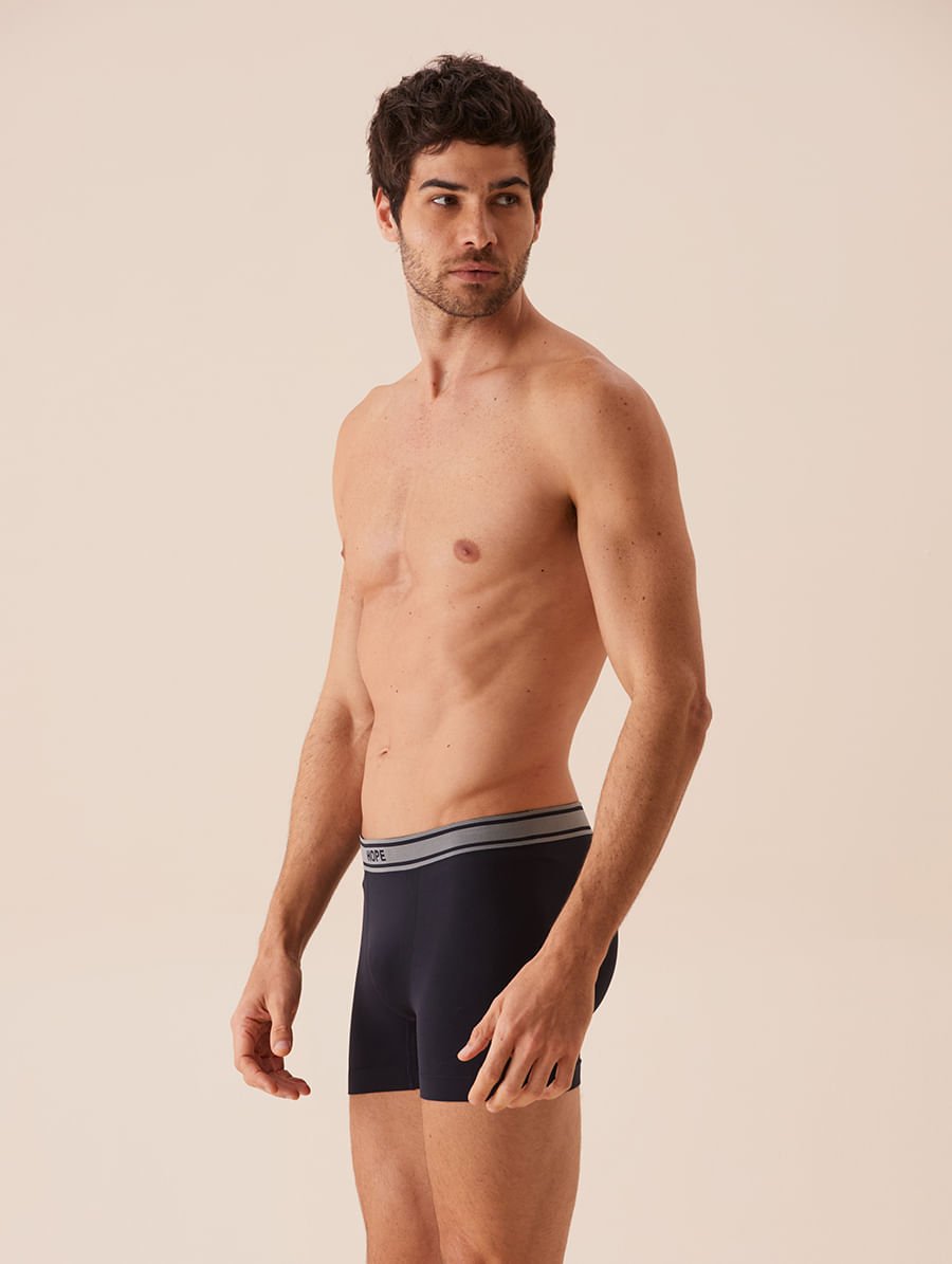 Cueca Boxer Bicolor Em Microfibra Light Preto Com Cinza — foto 3