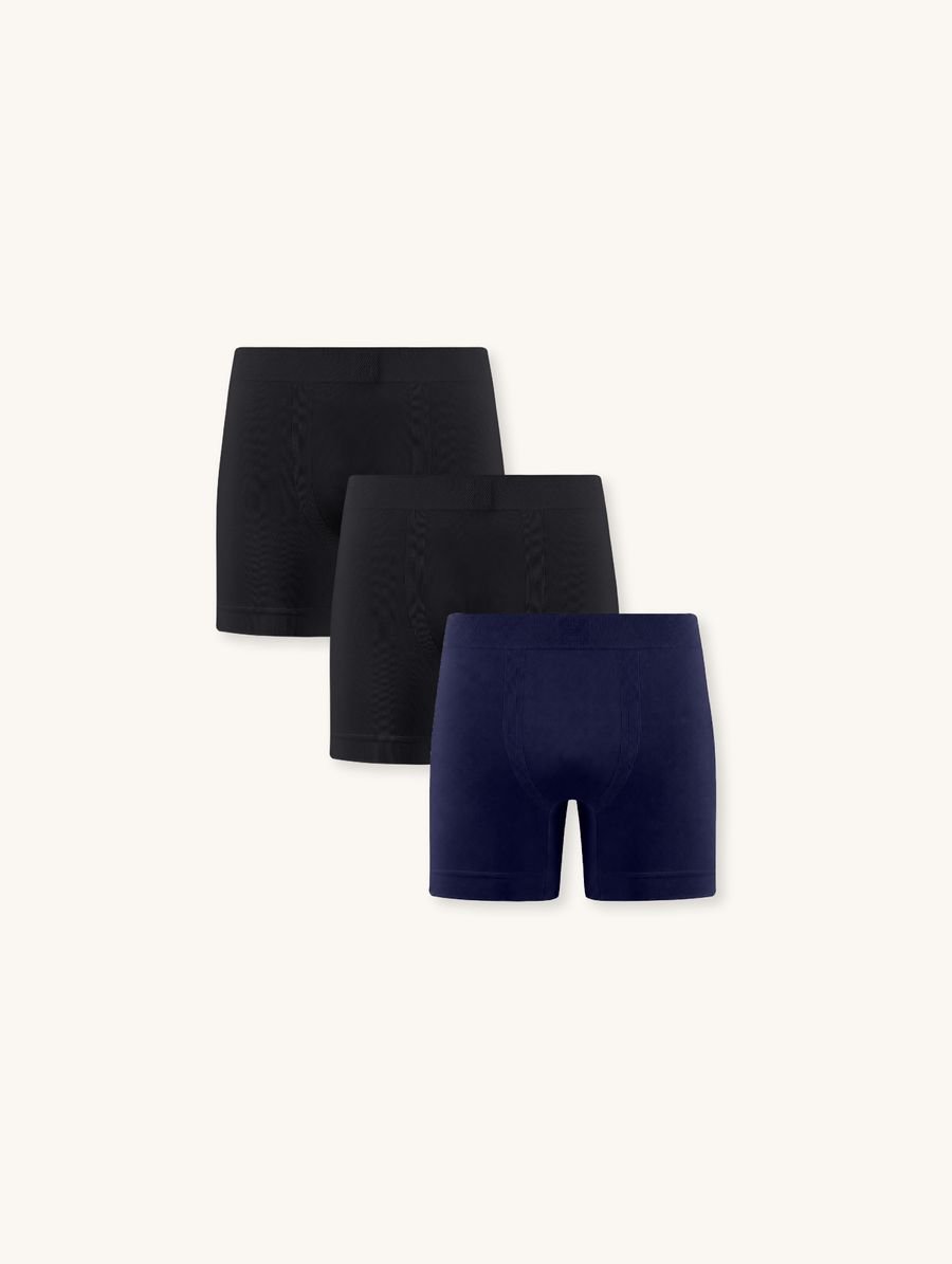Kit Com 3 Cuecas Boxer Sem Costura Light Preto/azul Cedro — foto 1