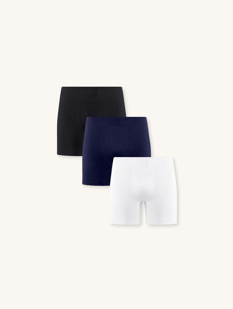 Kit Com 3 Cuecas Boxer Sem Costura Light Preto/azul Cedro/branco — foto 1
