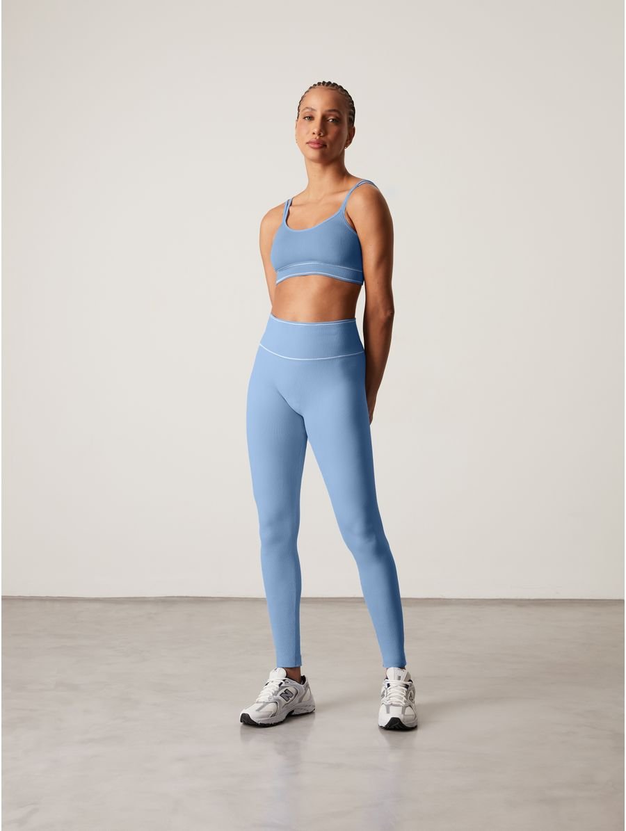 Calça Legging Cós Alto Sem Costura Azul Ginga — foto 1