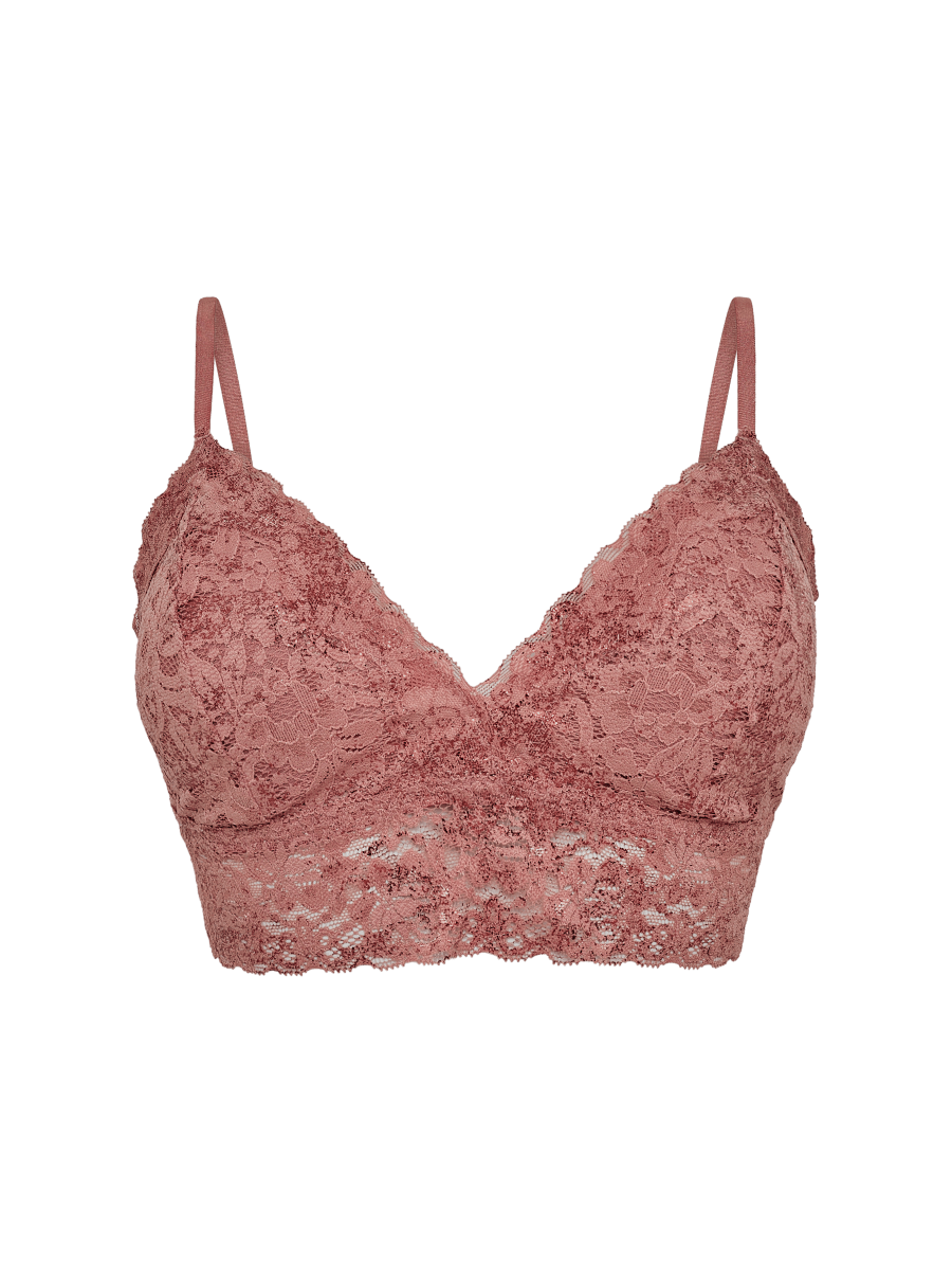 Sutiã Top Triângulo Com Bojo Removível Em Renda Rosa Collant Com Rose Gold — foto 1