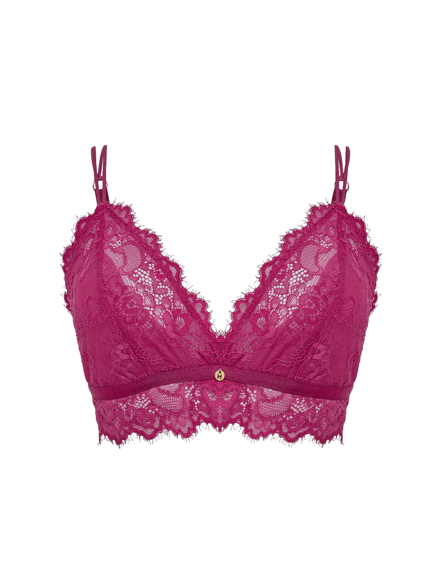 Sutiã Triângulo Sem Bojo Em Renda Rosa Drama — foto 1