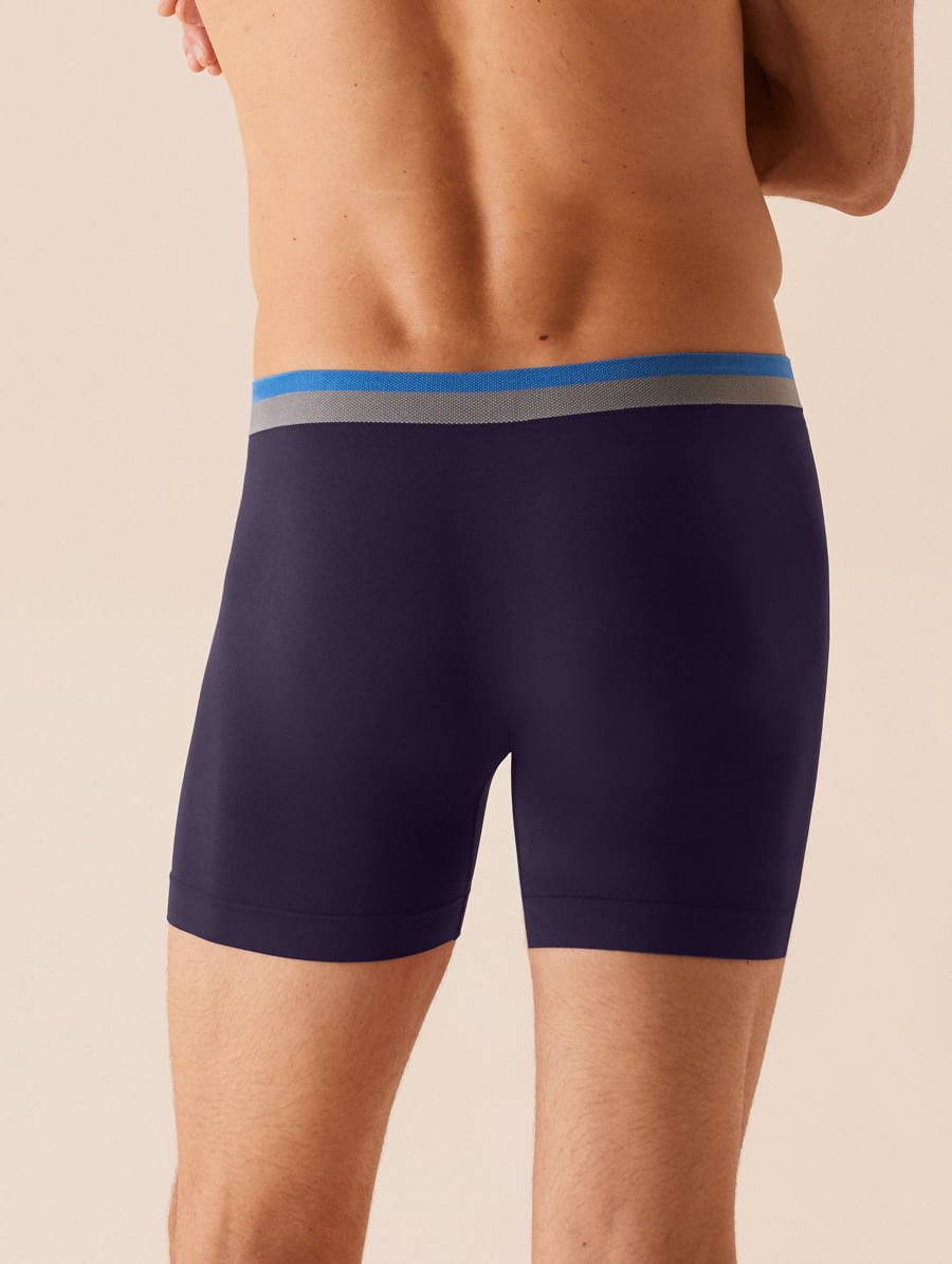 Cueca Boxer Block Sem Costura Light Azul Marinho Indigo — foto 2