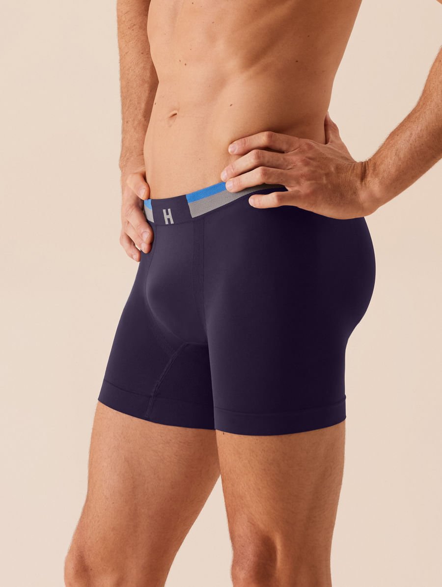 Cueca Boxer Block Sem Costura Light Azul Marinho Indigo — foto 3