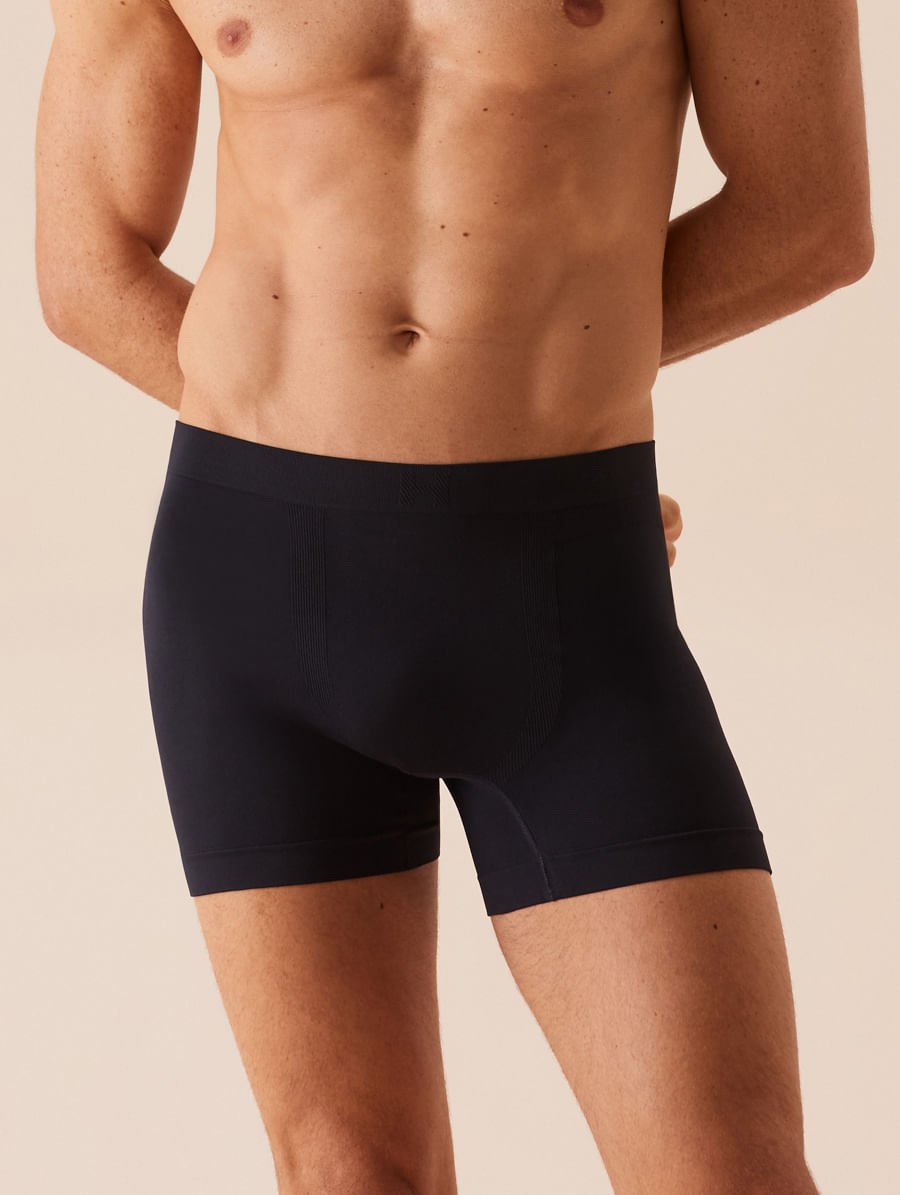Cueca Boxer Sem Costura Em Microfibra Light Preto — foto 1