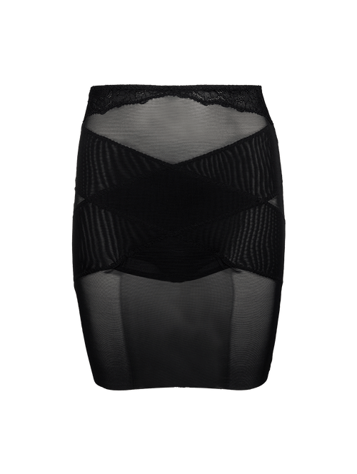 Anágua Modeladora Em Tule E Renda Preto