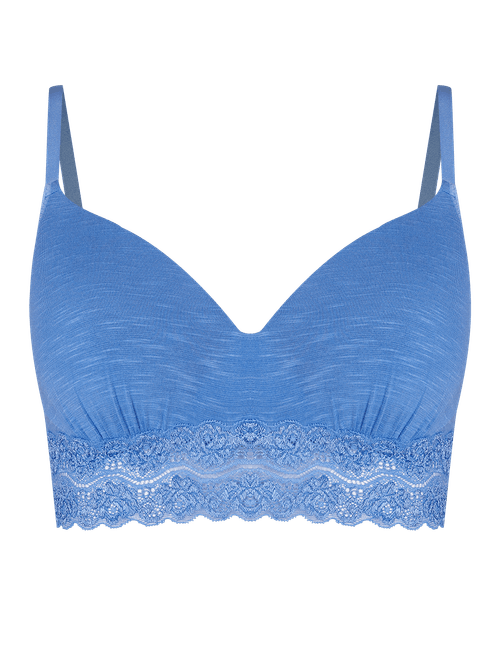 Sutiã Triângulo Com Bojo Em Modal E Detalhe Em Renda Azul Celeste