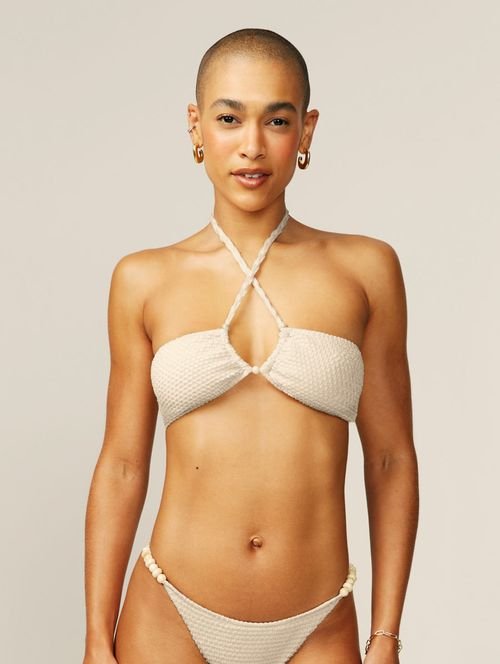 Top Biquíni Bustiê Com Aviamentos Off White Vanilla