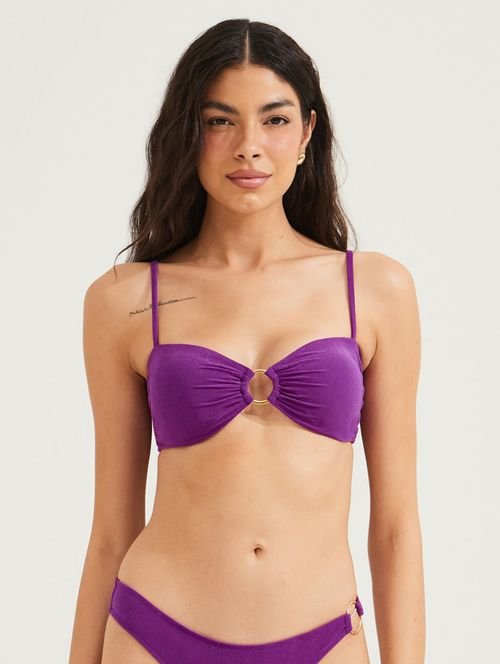 Top Biquini Bustiê Com Argola Roxo Sinergia