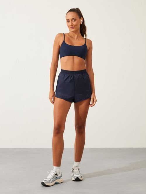 Shorts Runner Feminino Com Detalhes Refletivos Azul Marinho Dark