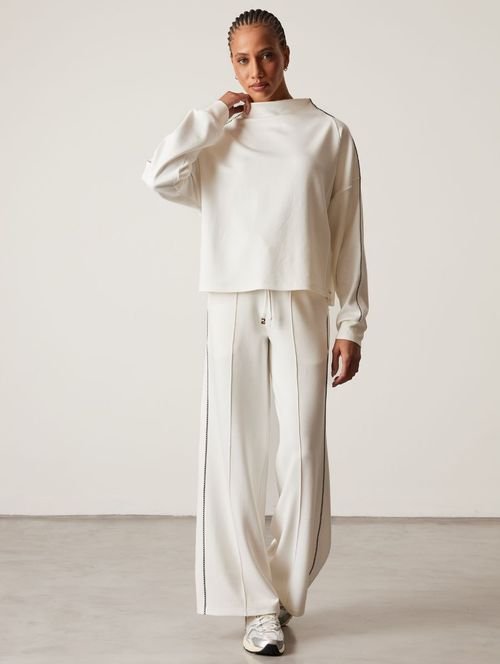 Calça Ampla De Moletom Com Detalhe De Vivo Contrastante Off White